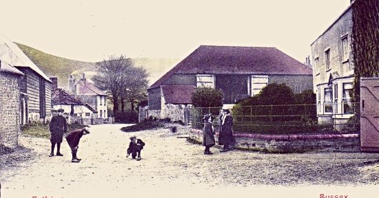 Children playing in the street, Fulking