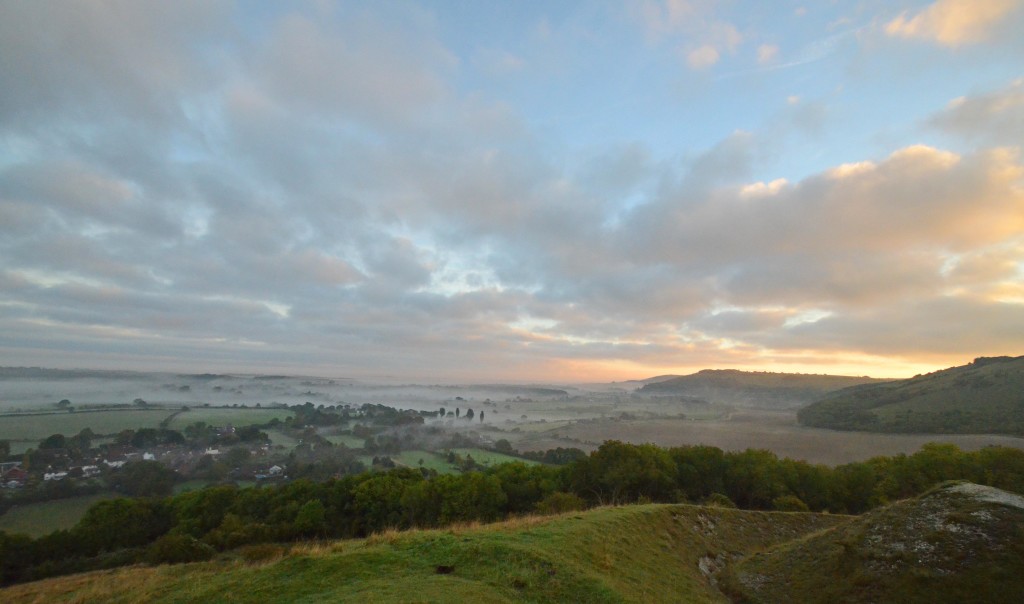 Morning mist over Fulking