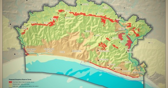 Map of the proposed Sussex biosphere area