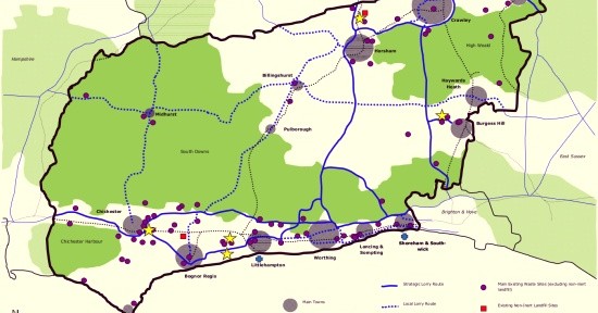 West Sussex Waste Local Plan 2013 map