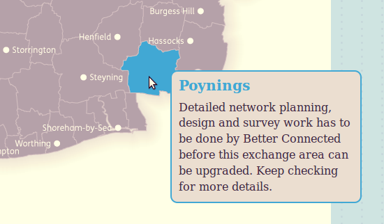 Poynings telephone exchange broadband status