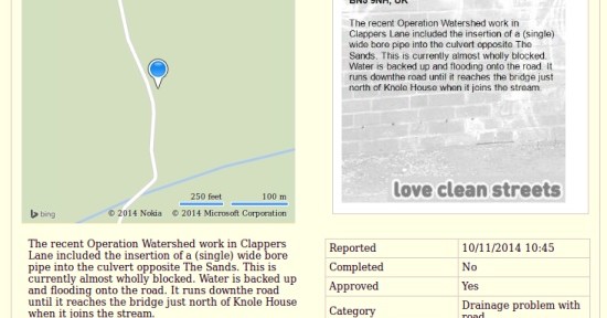 Water feature in Clappers Lane Fulking