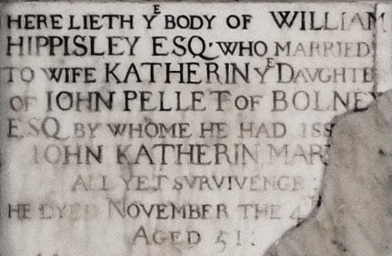 Opening inscription on the William Hippisley memorial