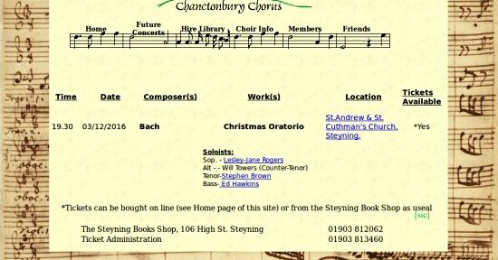 Chanctonbury Chorus Bach Christmas Oratorio Steyning