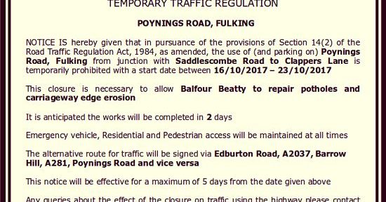 Poynings Road diversion