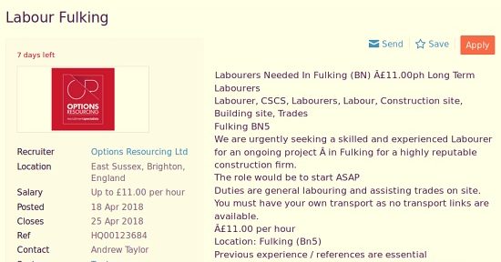Labourers needed in Fulking
