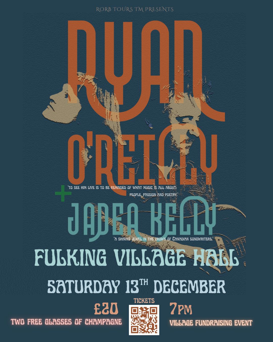 Poster of Ryan O'Reilly event on Saturday 13th December at Fulkiing Village Hall